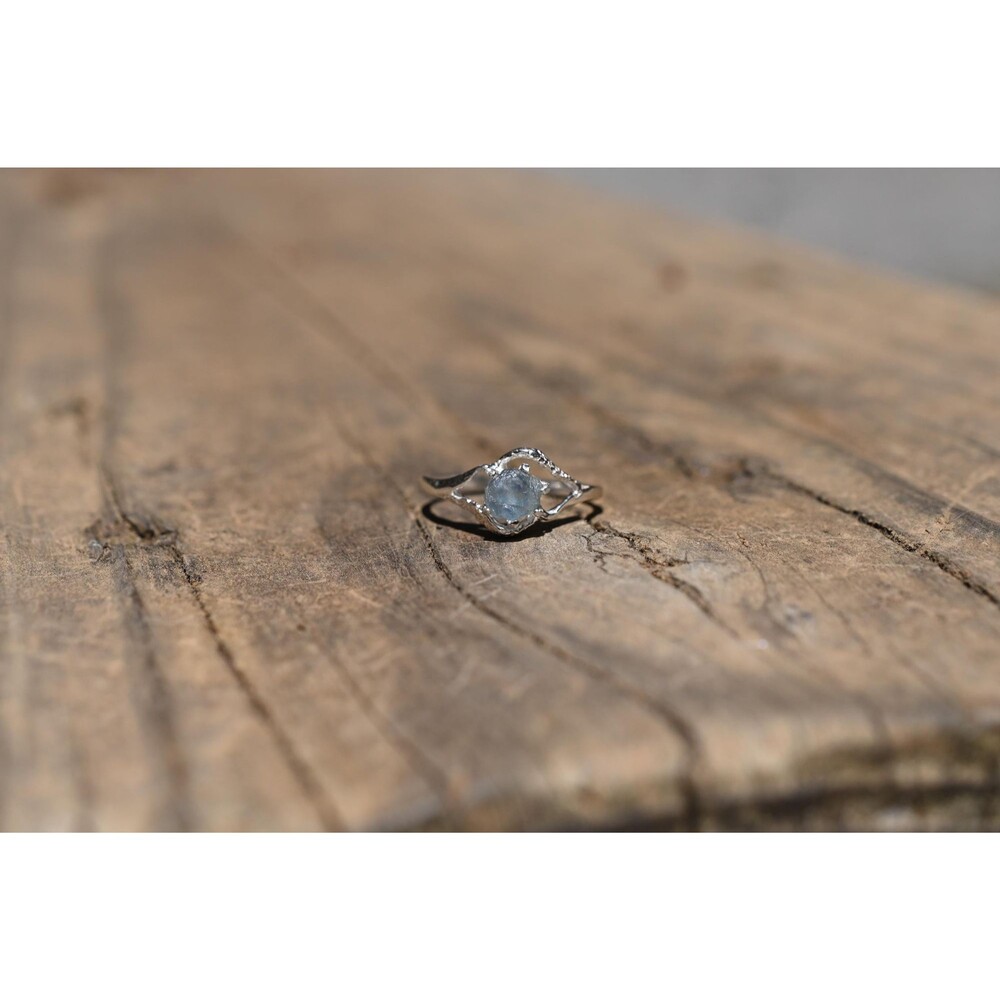 Blue Montana Sapphire Ring: Handmade Sterling Silver Solitaire